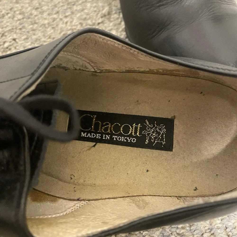 Vintage Chakott Dancing Men's Shoes Size 8.5 EU 26.5 Black Leather Made Japan
